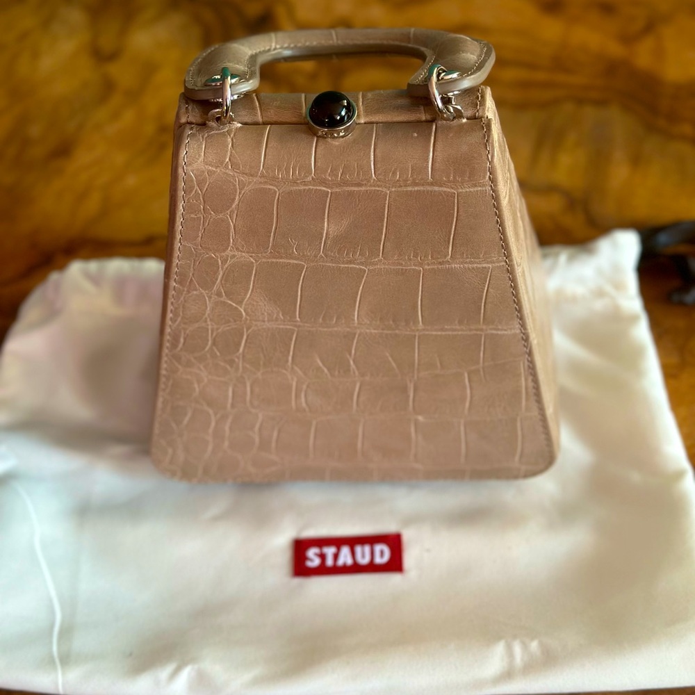 STAUD Embossed Leather Handbag